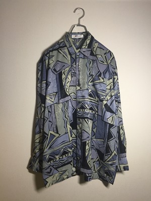 総柄 デザインシャツ アンティーク調 ペイズリー柄