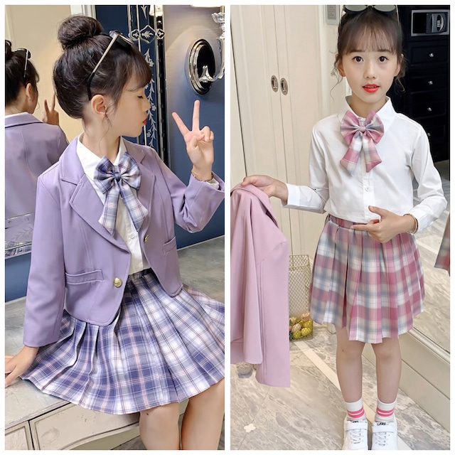 110~160cm 2カラー ★ ジャケット 韓国制服 セットアップ