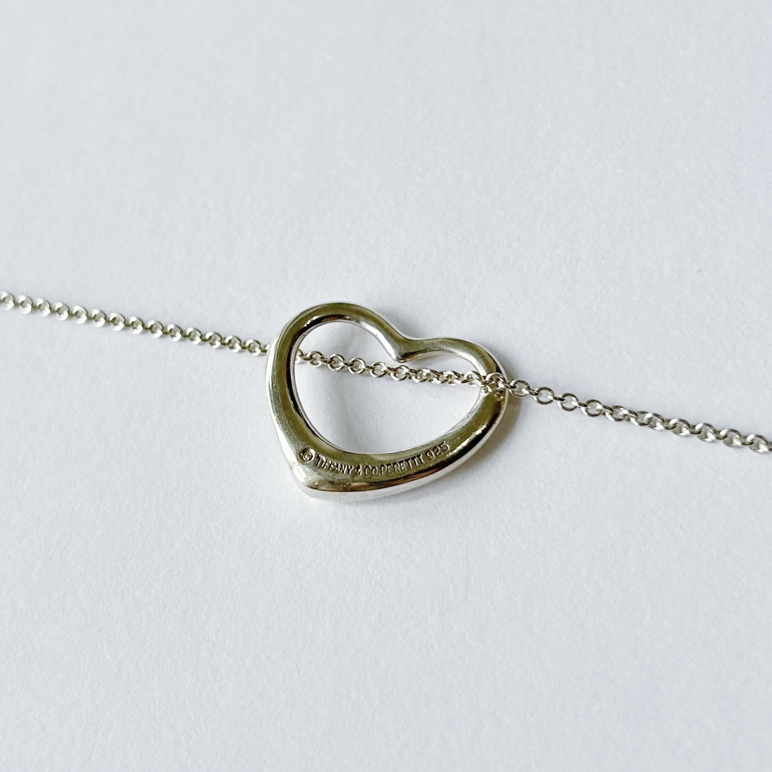 T7059】Tiffany&Co. open heart necklace big/silver925/ティファニー