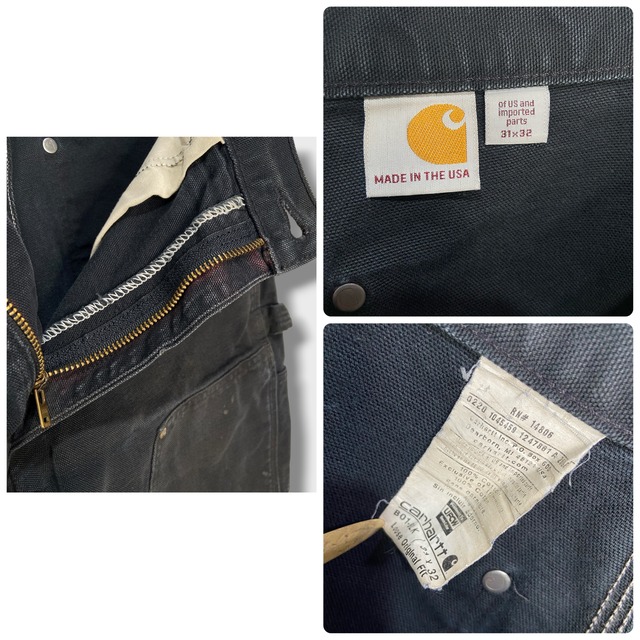 carhartt USA製 カーハート ダブルニーダックペインターパンツ ボロ系 雰囲気系 黒 W31
