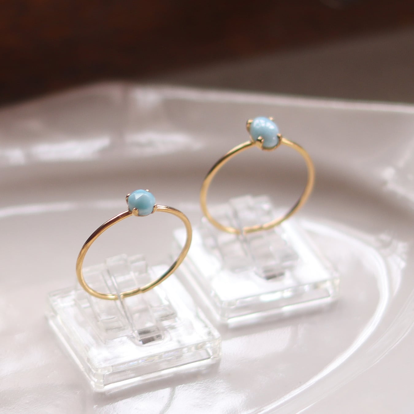 Cadre Rings 14KGF/ラリマー・4mm