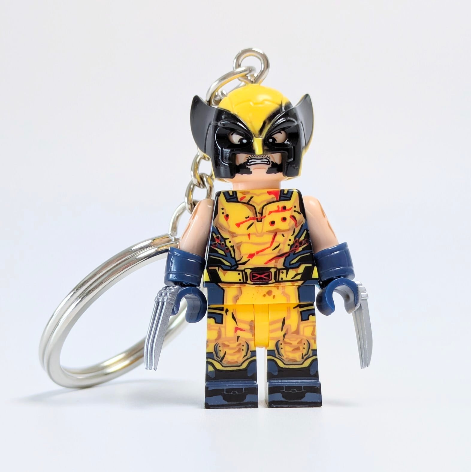 ★ブロックフィギュアキーホルダー★【 Wolverine ( ウルヴァリン ) 】ウルヴァリン 実写ダメージver. / X-MEN / ニューアベンジャーズ / MARVEL〚アメリカン雑貨 アメトイ〛