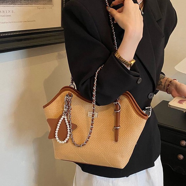 Straw chain shoulder bag　M3125