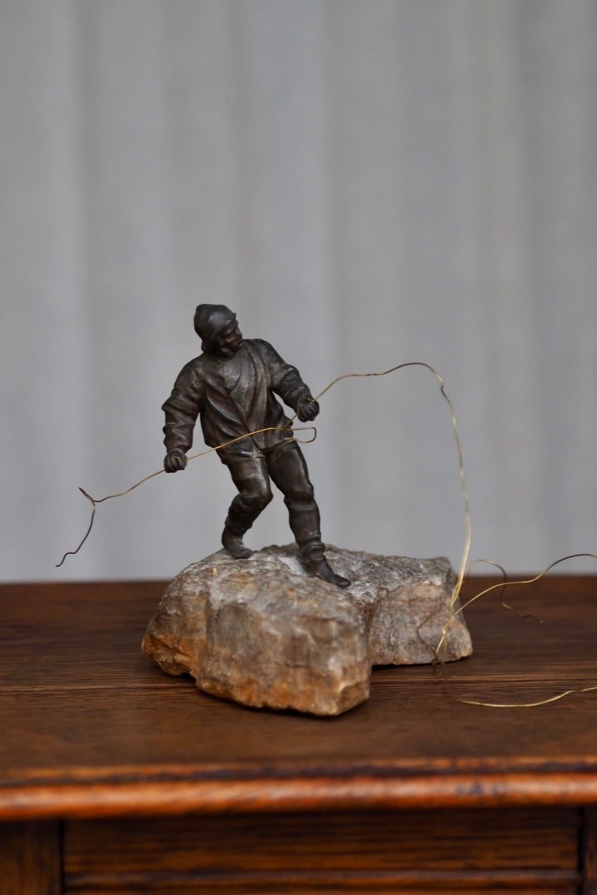 漁師ブロンズ像-antique fisherman figure | アンティーク