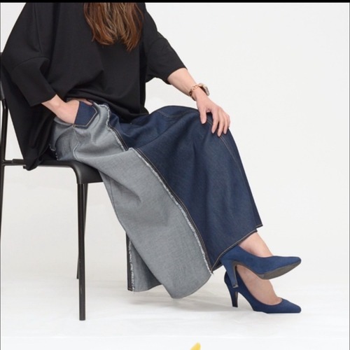 バイカラーセルローススカート　LEI-2531