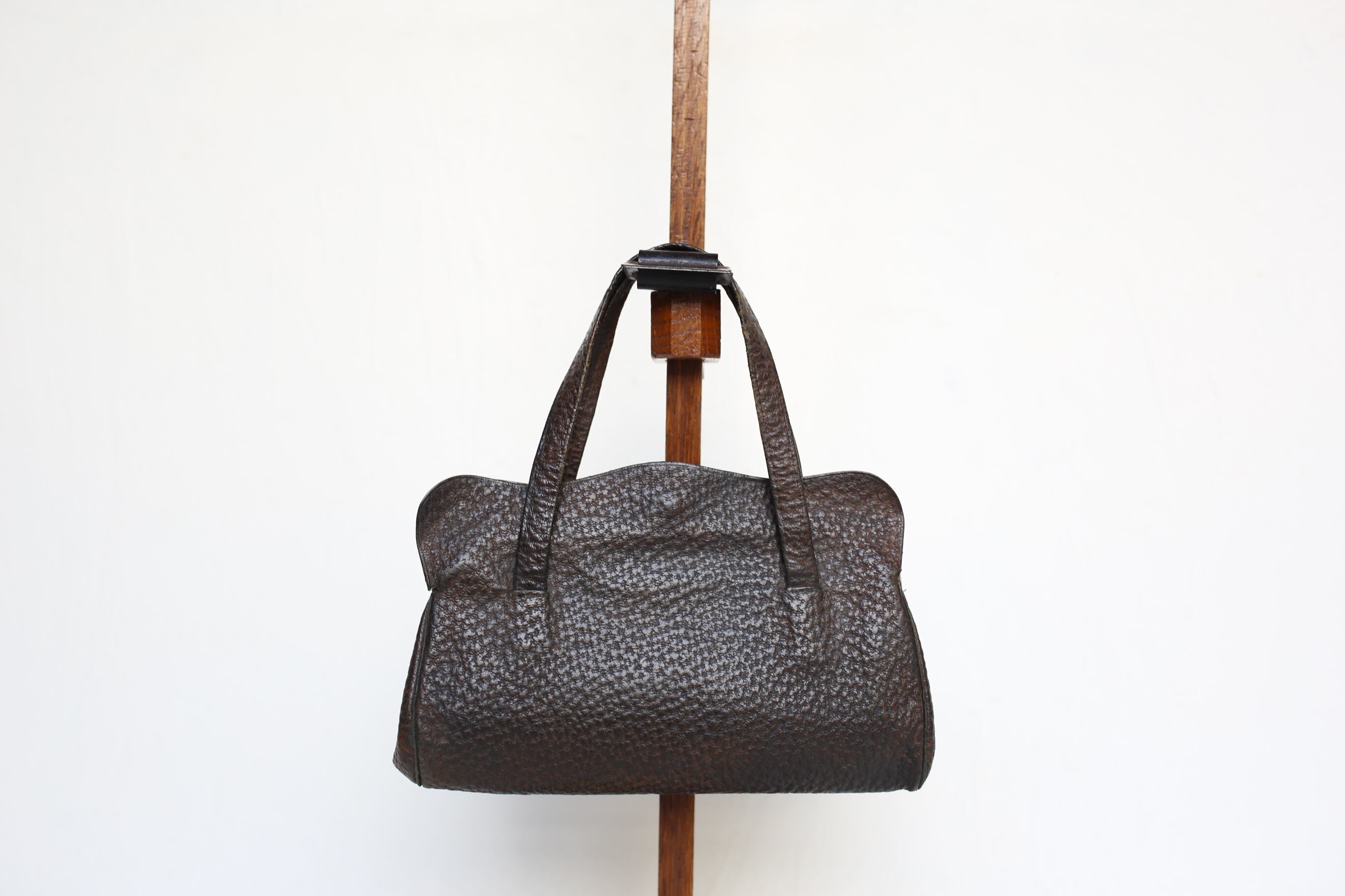 フランス アンティーク ドール用バッグ パーティーバッグ レザー がま口タイプ N-04887