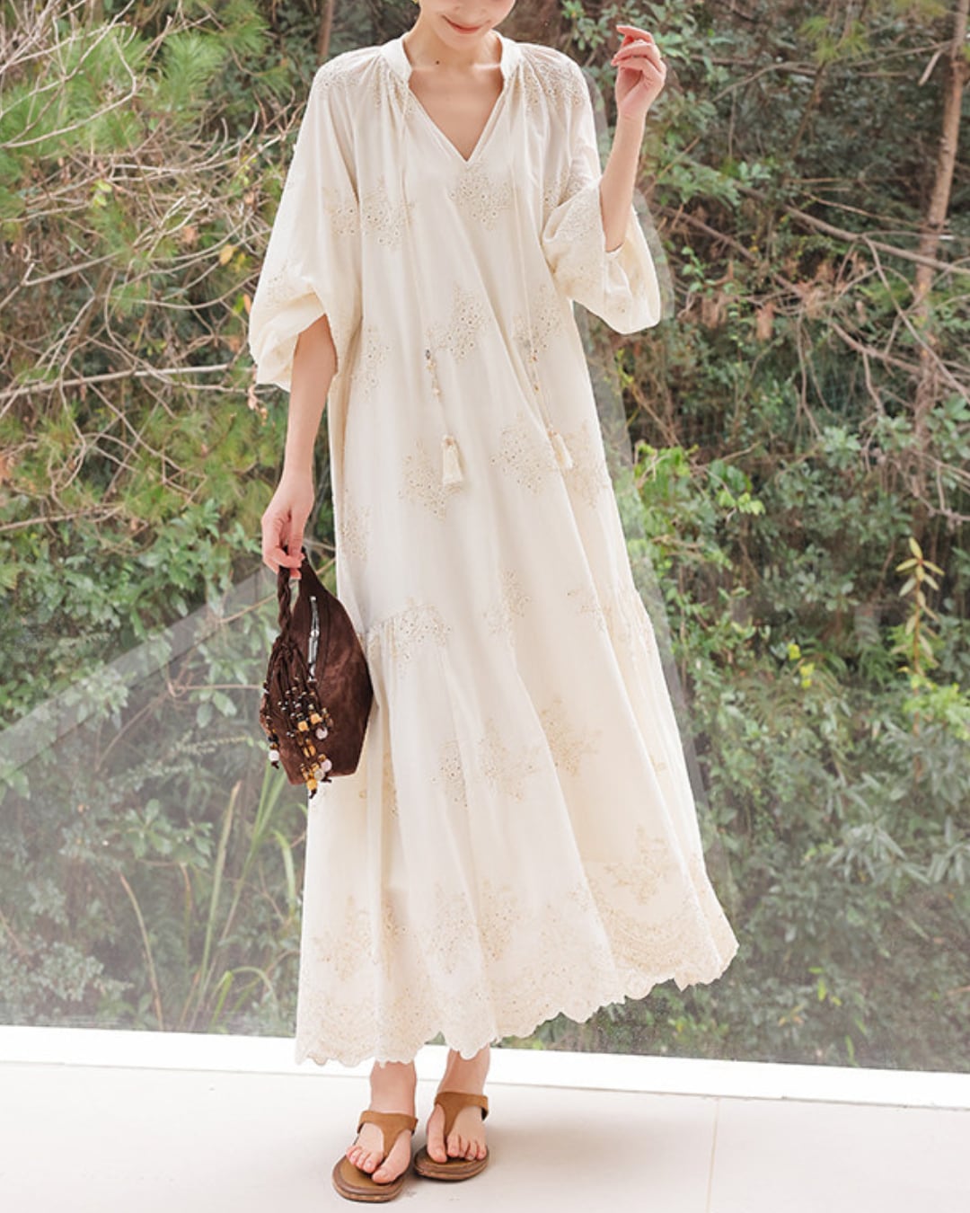 レースコットンロングワンピース S26089