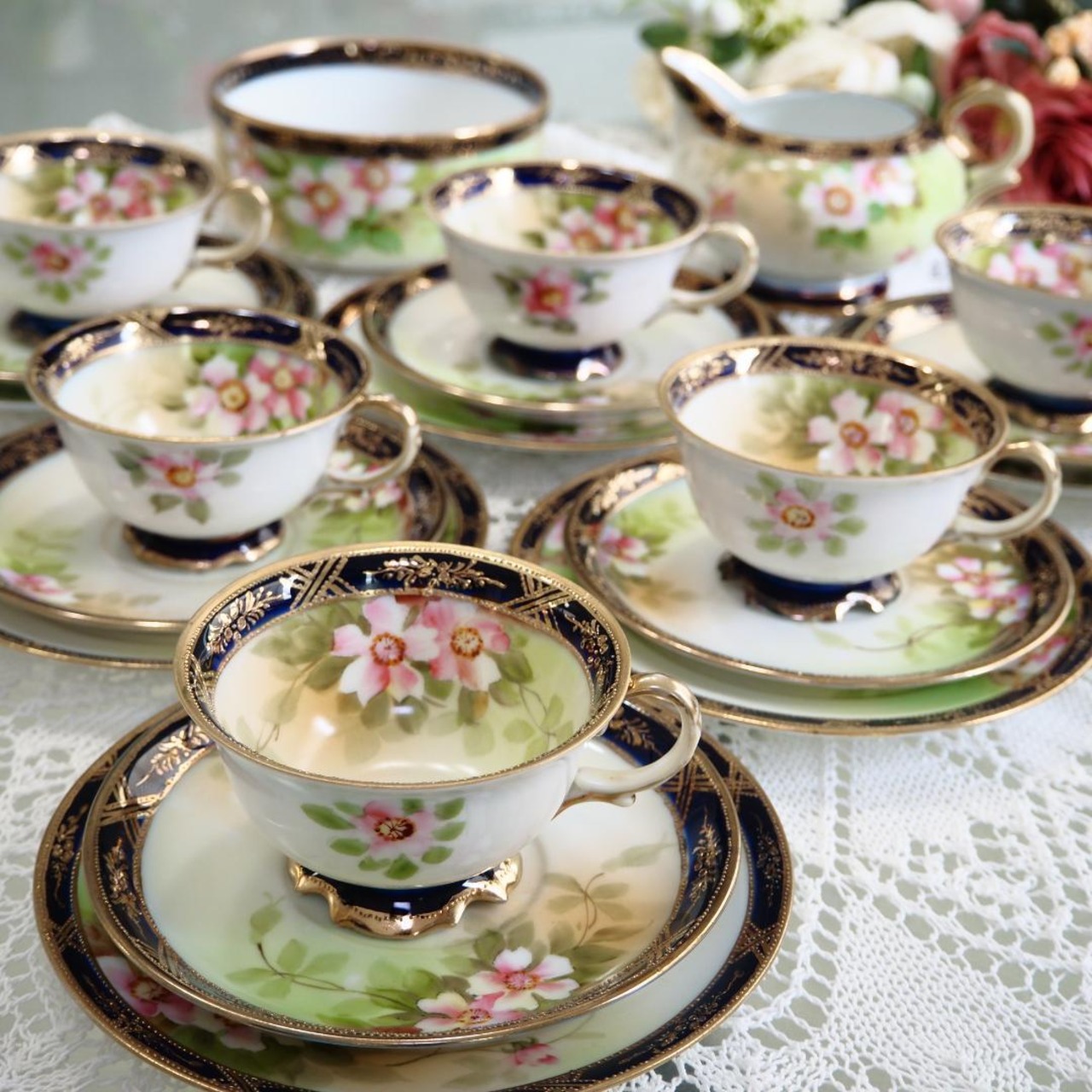 Noritake ティーカップセット 6個 うす 花柄 陶器