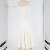 フラダンス 衣装 ワンピース ドレス Royal Creations ホワイト系 ハワイ製 チューブトップ ワンカラー ハイビスカス柄 ラウアエ柄 フリル かわいい 華やか 明るい 白 ハワイアン アロハ ハワイアンプリント フラ ダンス レッスン 練習