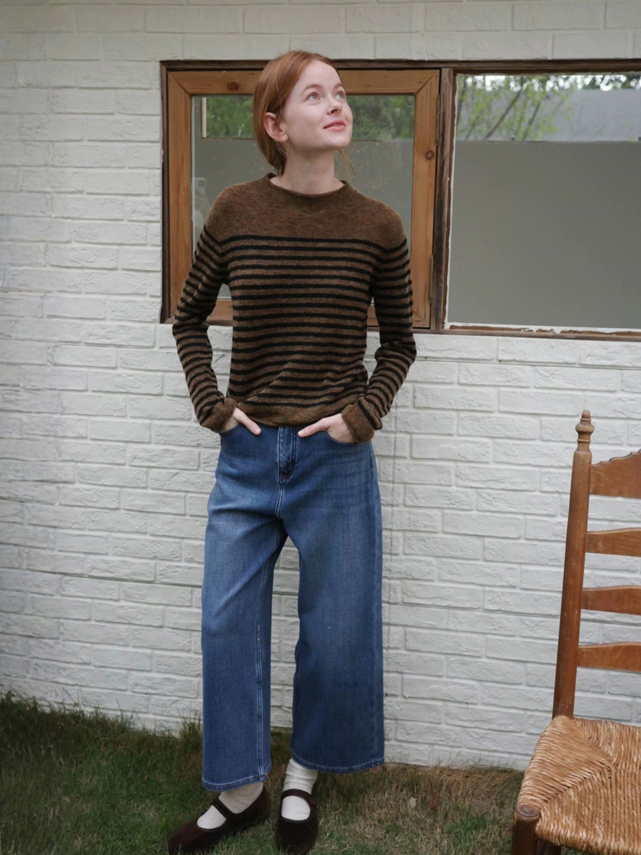 Duveteux Wool-Blend Border Knit F0869
