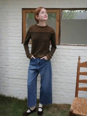 Duveteux Wool-Blend Border Knit F0869