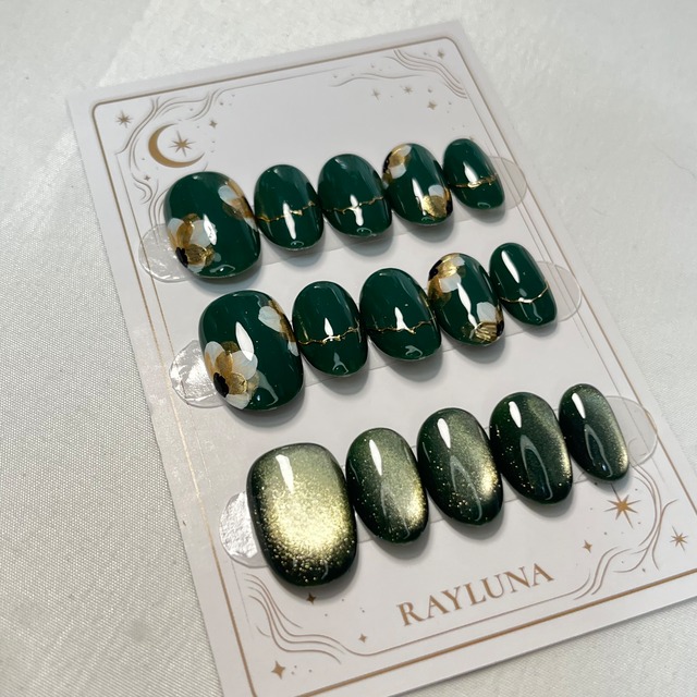 #665 翠金〜suikin〜／XY225 繰り返し使えるネイルチップ