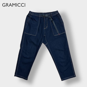 GRAMICCI 美品 デニム クライミングパンツ アウトドアパンツ ジーンズ クロップド ルーズテーパード オーガニックコットン 濃紺 ワンウォッシュ L G3FU-P004 ユニセックス グラミチ US古着