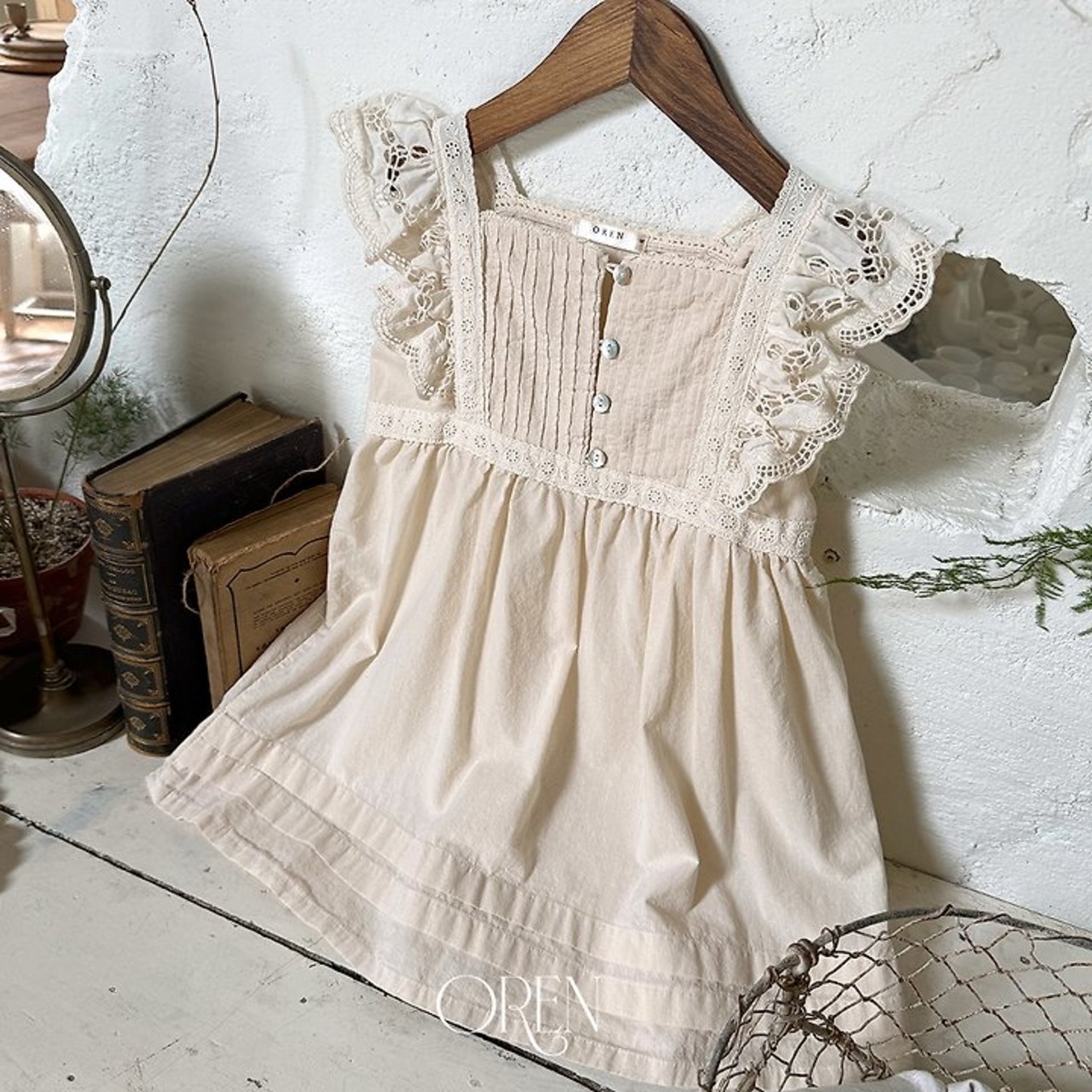 [Oren] Bien Lace Frill Dress / [오렌] 비엔레이스프릴원피스