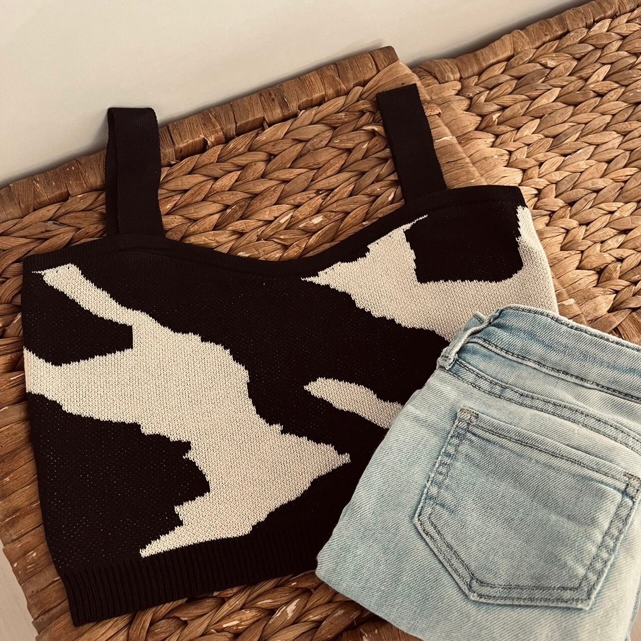 zebra pattern knit camisole／ゼブラ柄 ニットキャミソール THE MERRY