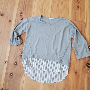 【USED】7分丈カットソー　美品　おしゃれ　シンプル　Ｌサイズ