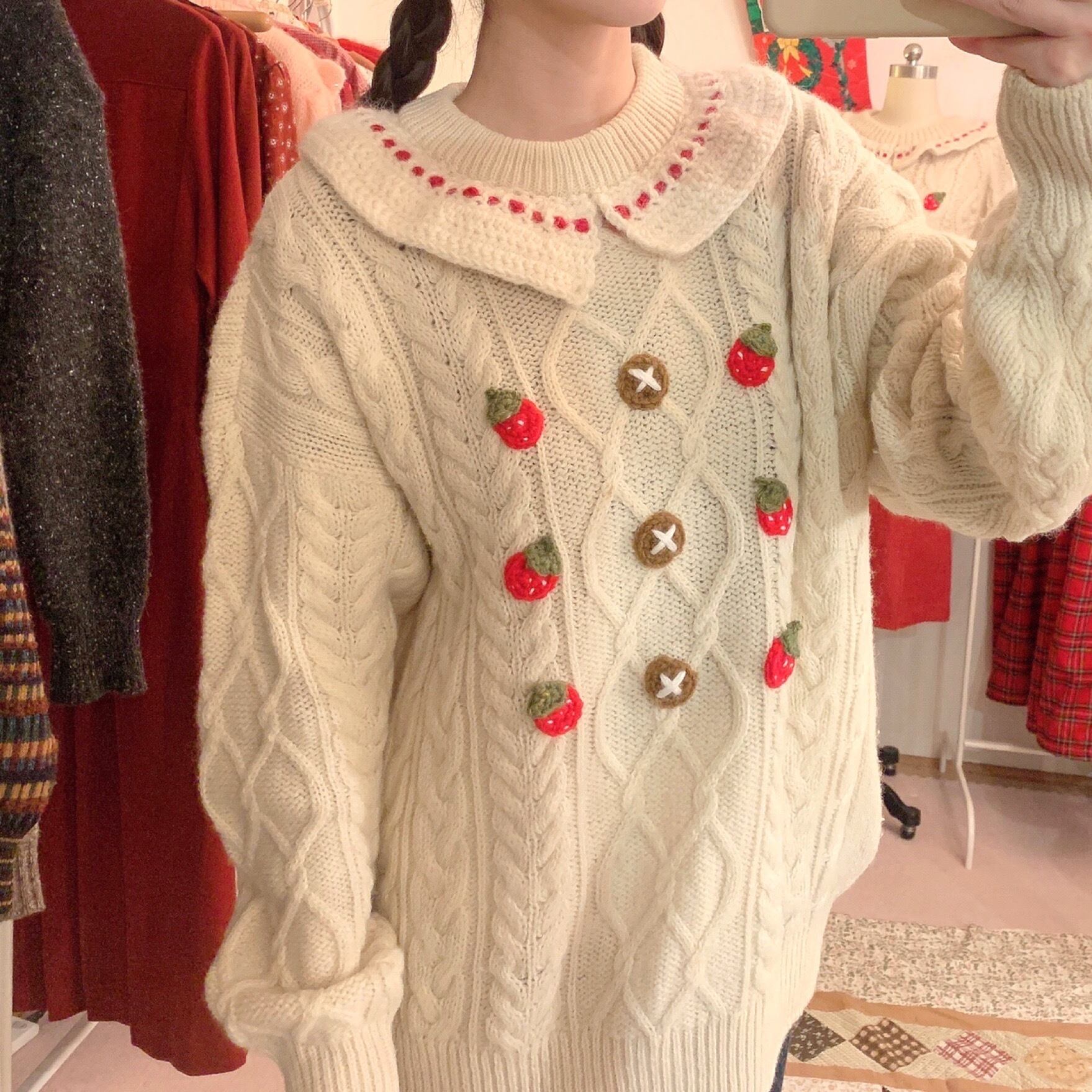 remake : strawberry cake aran sweater