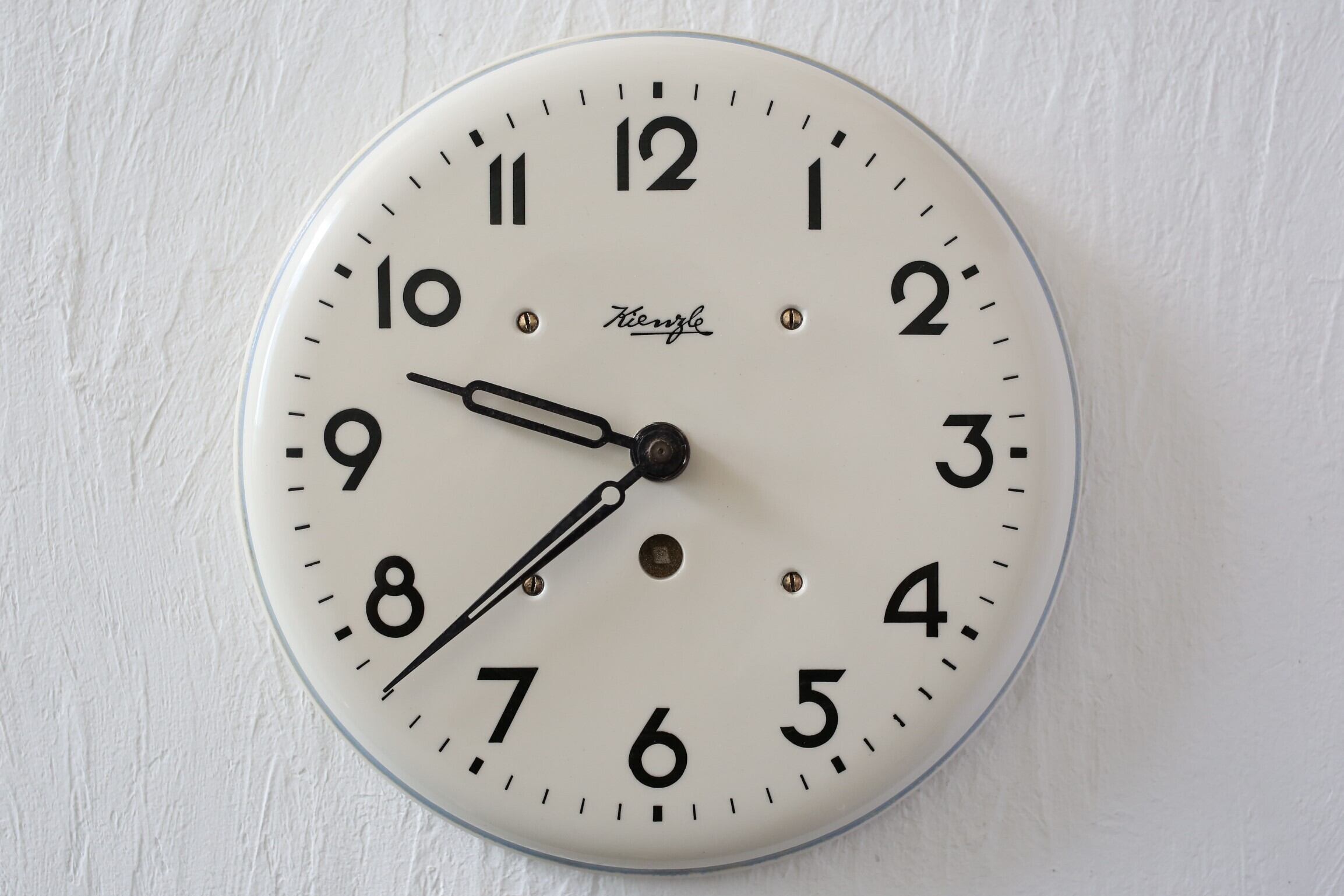 ドイツ アンティーク ヴィンテージ Kienzle 陶器製 掛時計 円型 ブルー