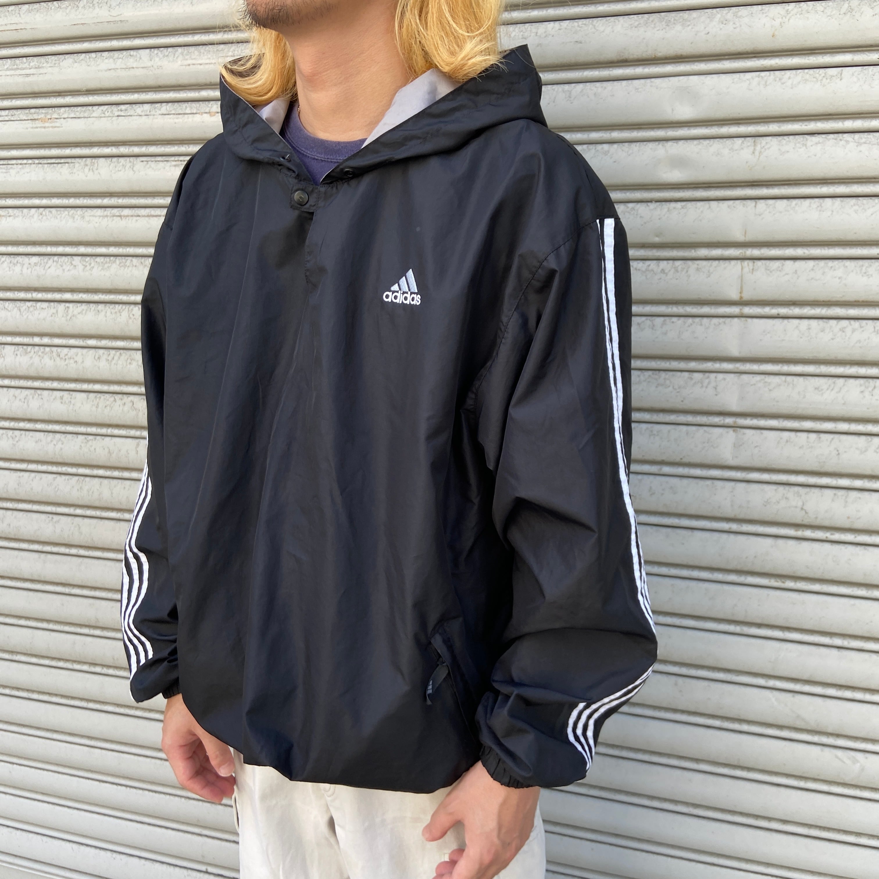 ★adidas アディダス 90s ナイロン ジップパーカー パフォーマンスロゴ