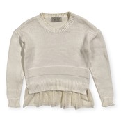 nano universe ナノユニバース La vie a Paris 裾チュール 切替 ニット セーター F /ホワイト系 レイヤード レディース