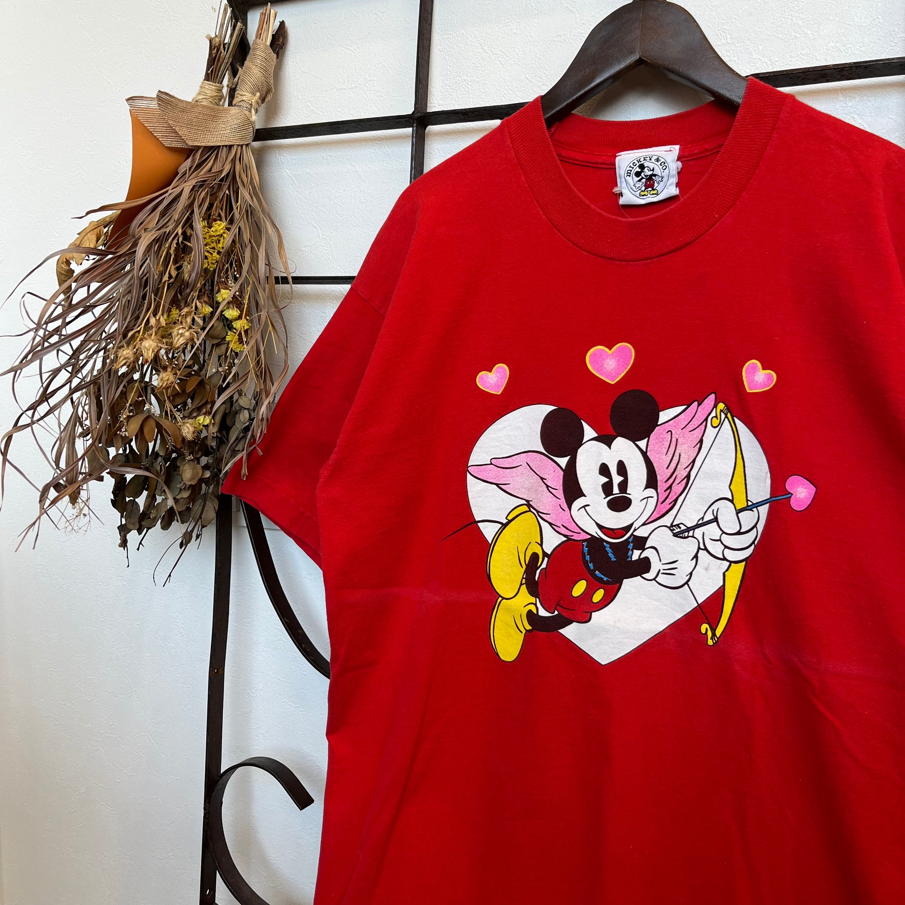 Disney parkディズニーキャラTシャツミッキー大判プリントウォッシュ