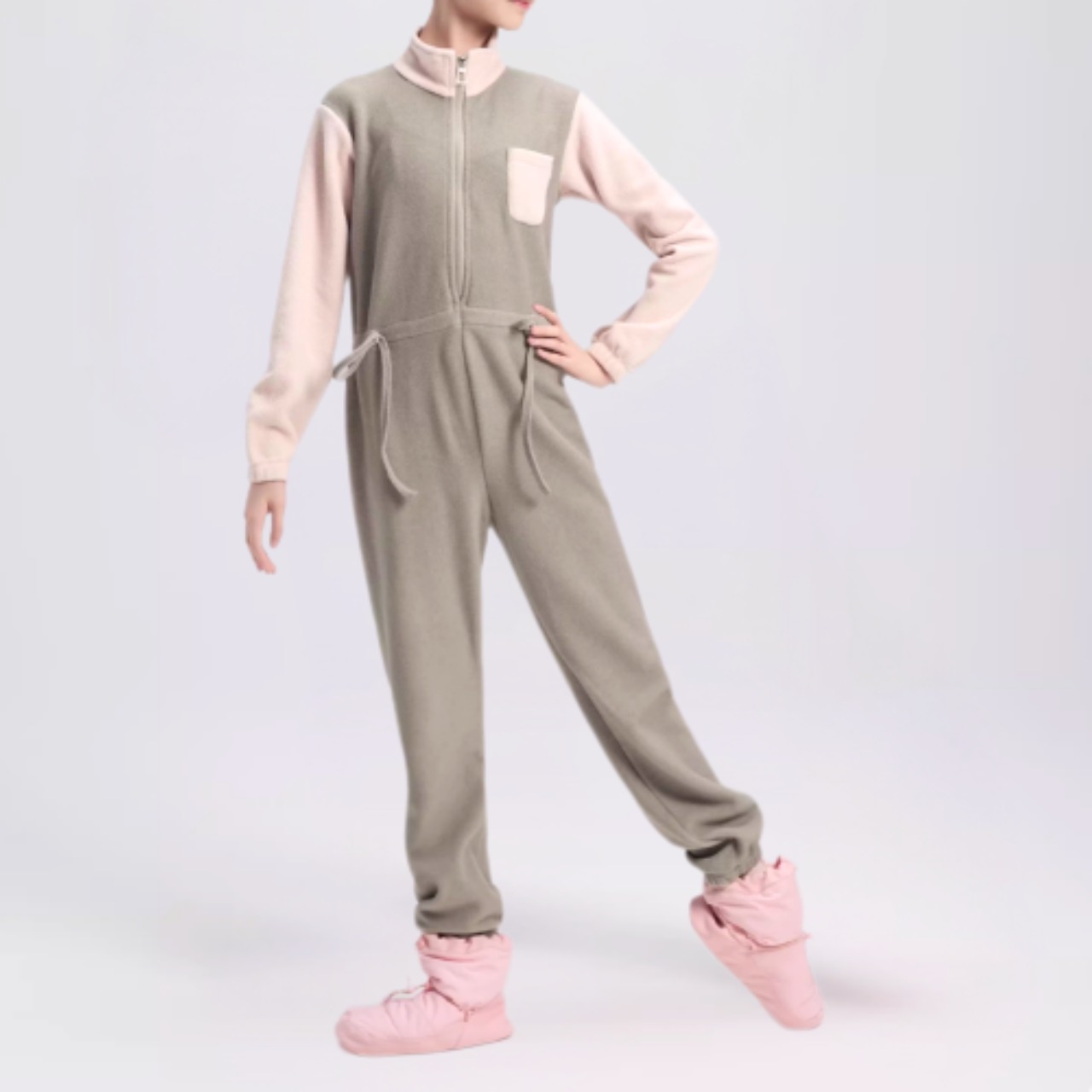 フロントジップ フリース カバーオール 2色展開 L1271