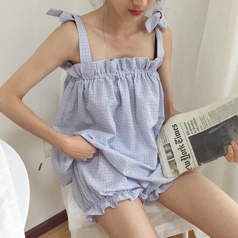 レッド格子柄レディースサマーカジュアル 大人ガーリー スウィート キュート 夏物 萌量不足95312130780