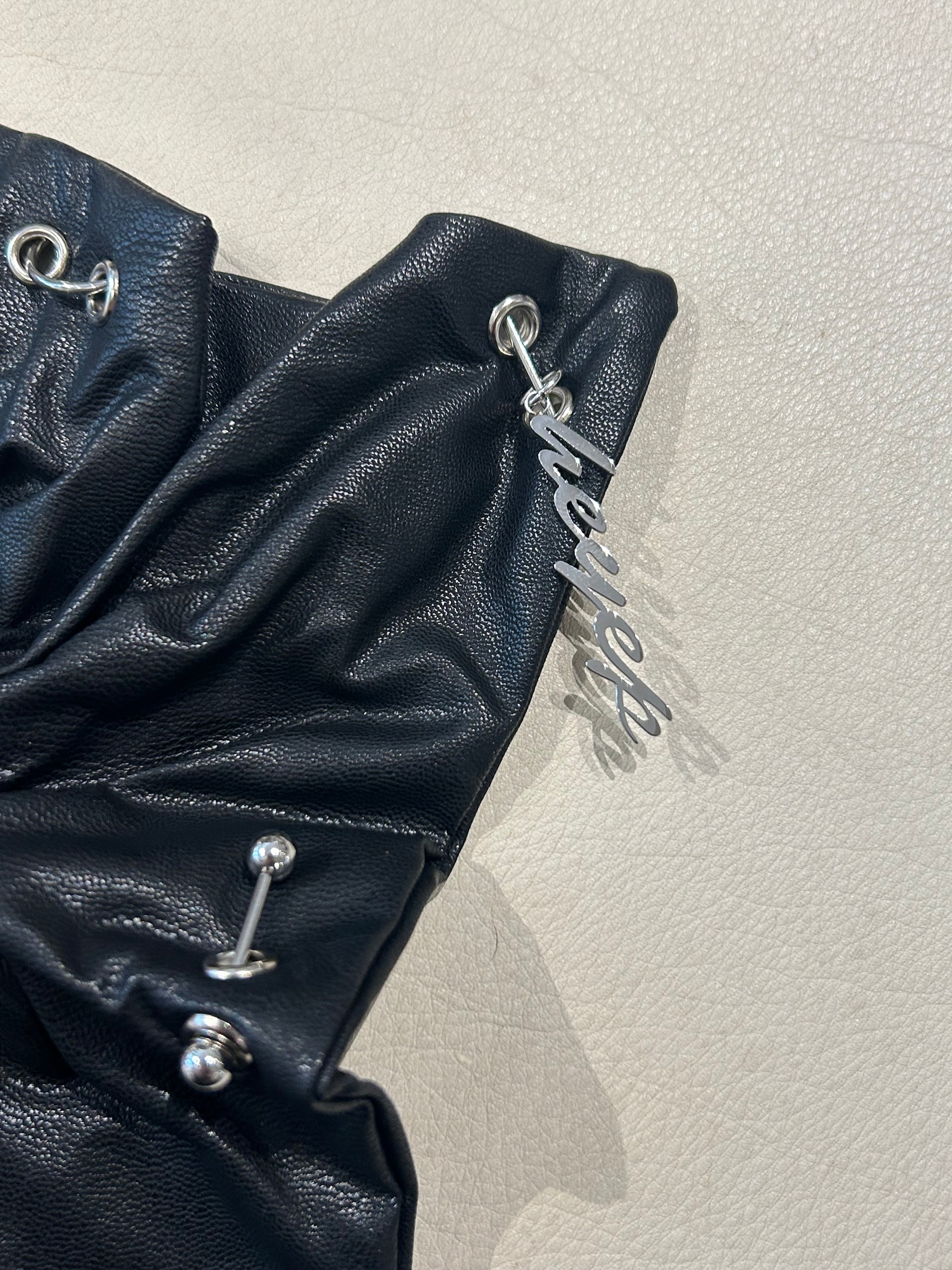 HEYEP Faux Leather Piercing Detail Scrunchie | AAR