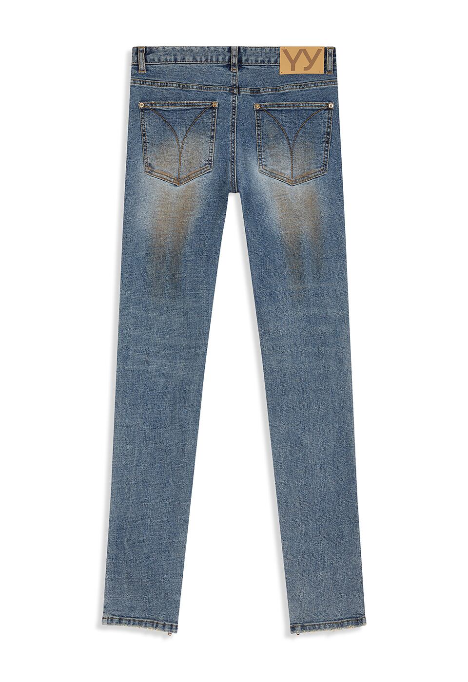 OPEN YY] ZIP SLIT SKINNY JEANS, BLUE 正規品 韓国ブランド