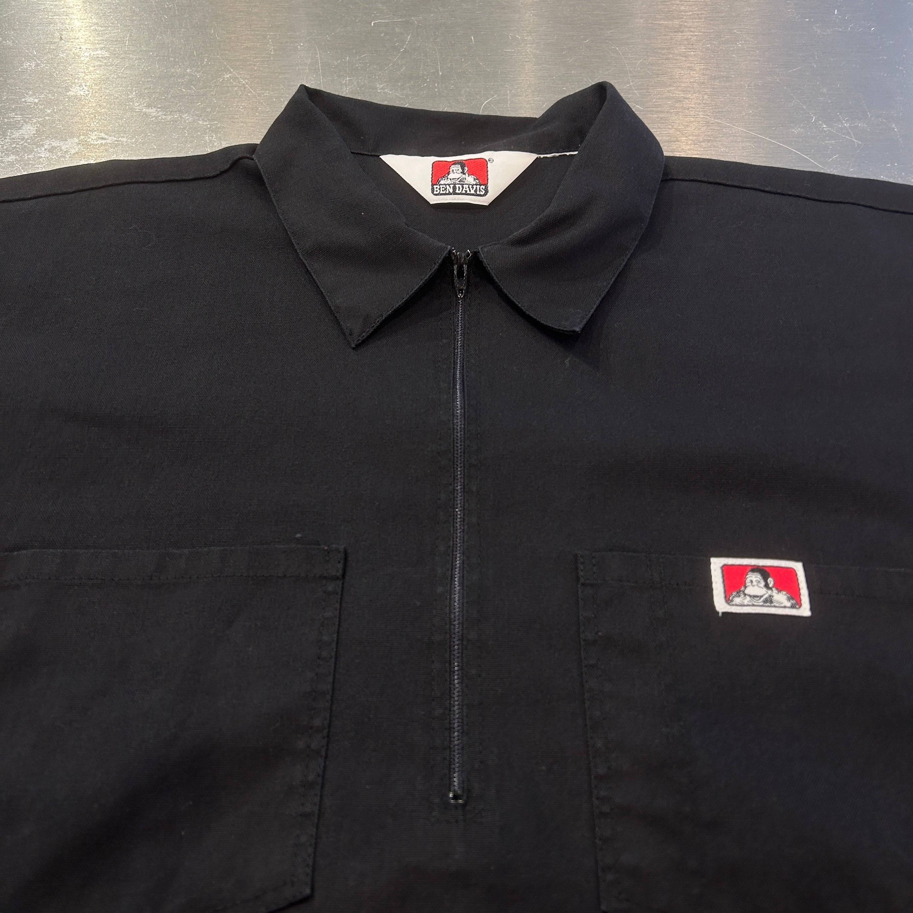 1980s BEN DAVIS HALF ZIP WORK SHIRT BLACK | safarionline