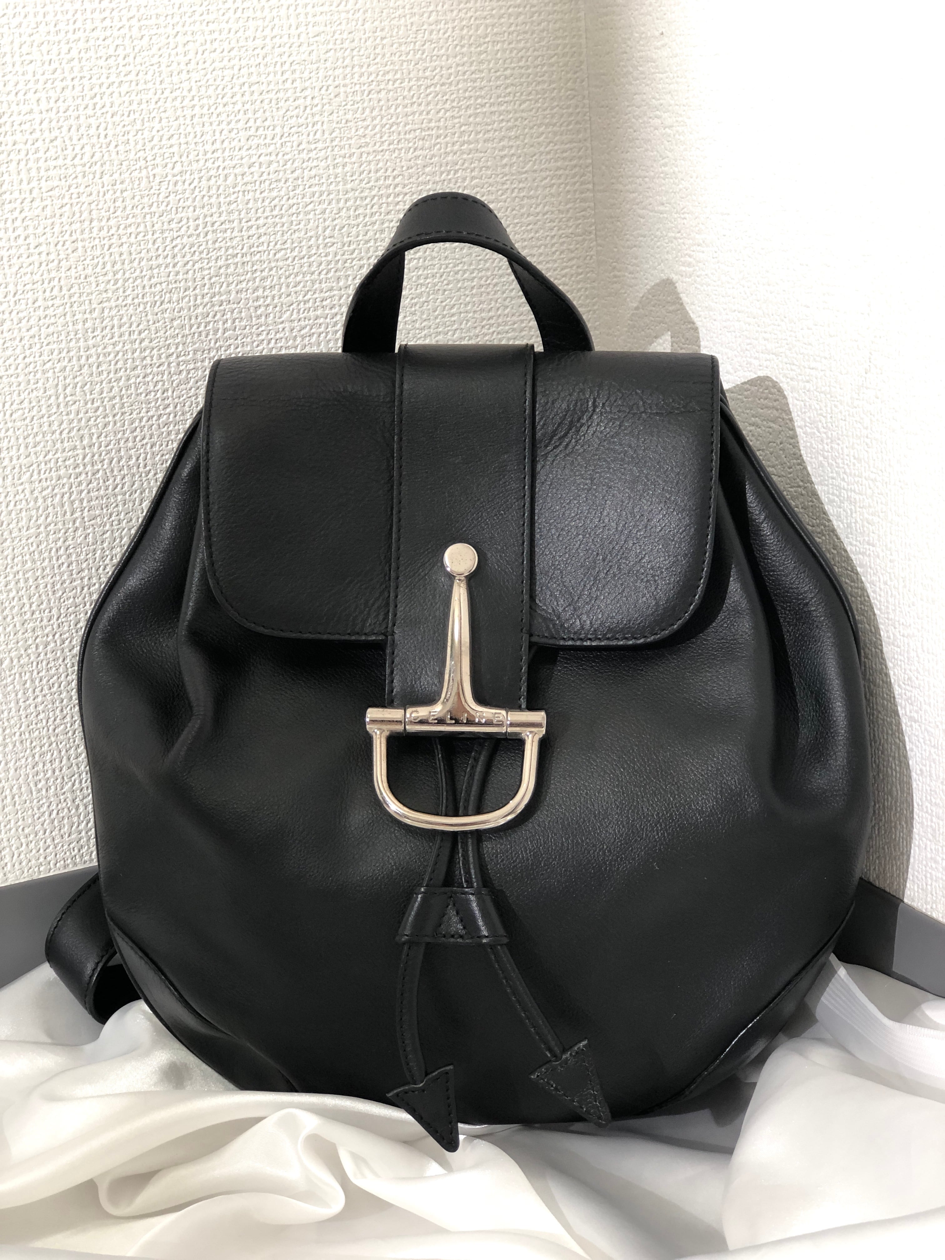 CELINE セリーヌ ホースビット レザー バックパック リュック ブラック シルバー vintage ヴィンテージ オールド fp635u |  VintageShop solo powered by BASE