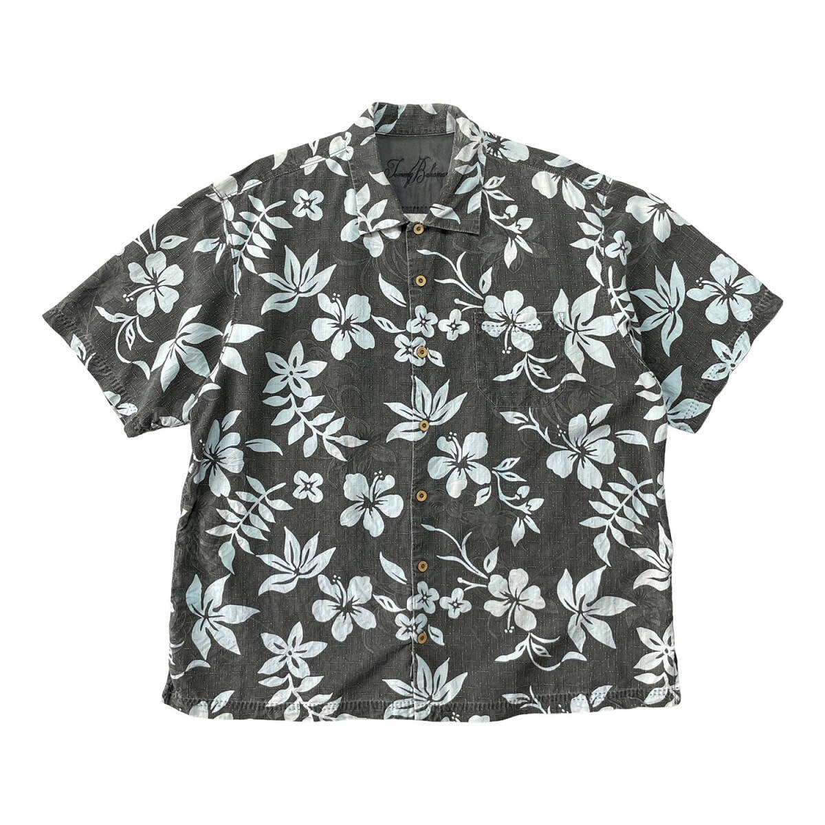 トミーバハマ シルク100% アロハ オープンカラーシャツ 虎 和柄 刺繍 黒L USA 古着 Tommy Bahama トミーバハマ シルク フロント合わせ アロハ