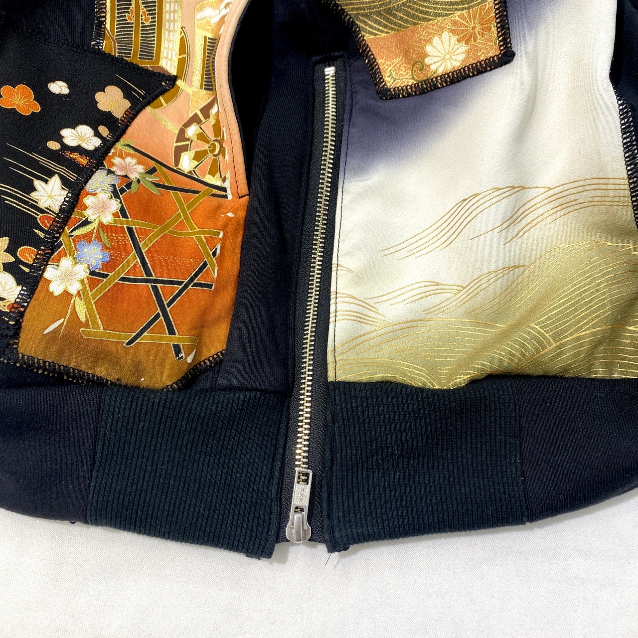 【hoodi24】 Remake Hoodie black × kimono