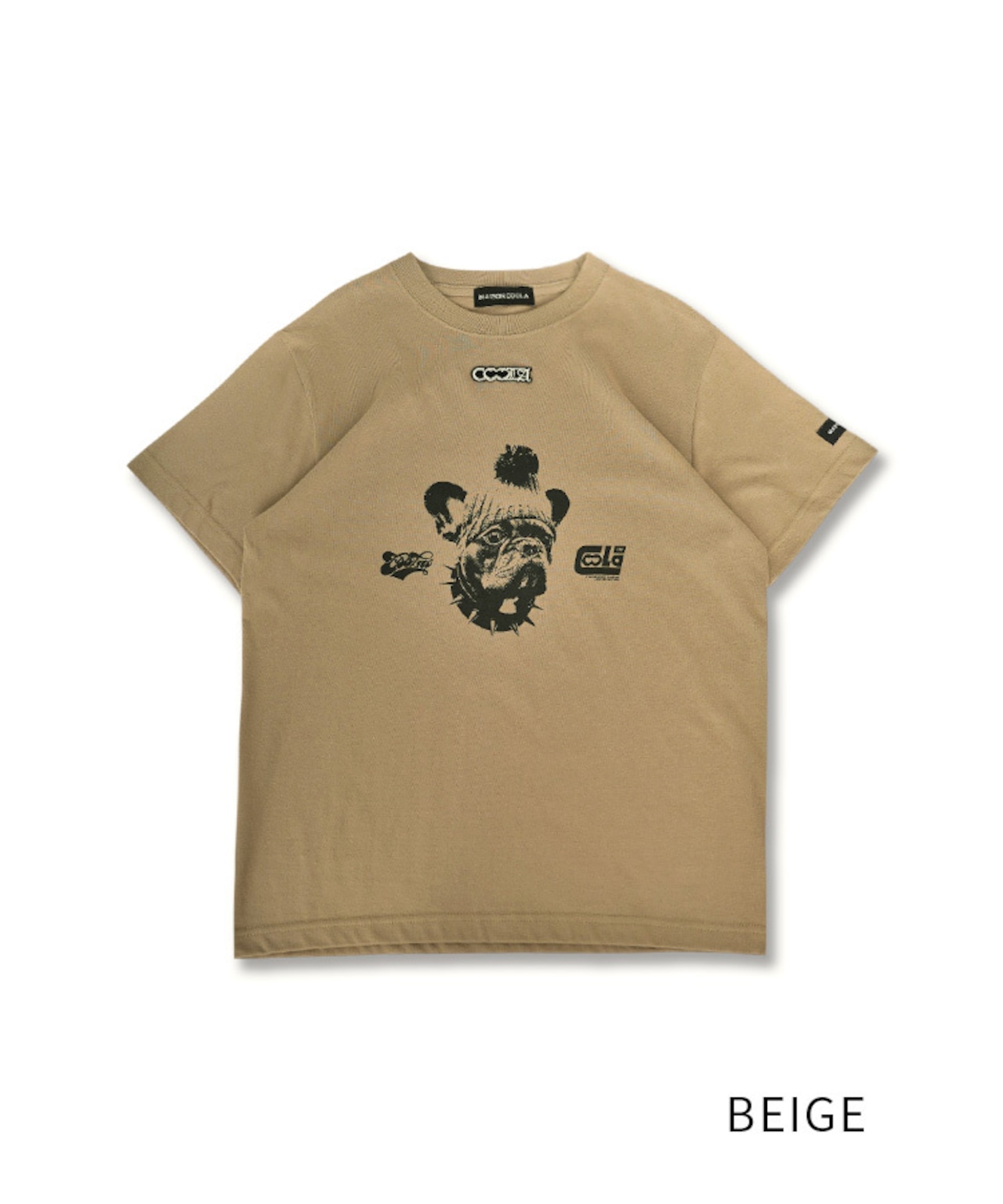 COOLAブルドッグプリントベーシックTシャツ (BEIGE) CQ-49004