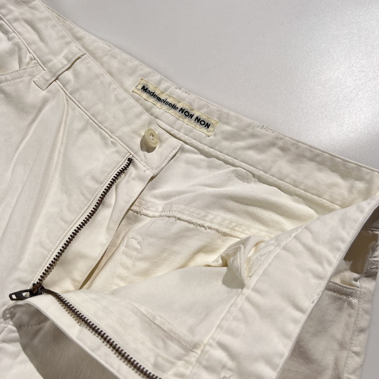Mademoiselle NON NON マドモアゼルノンノン ストレッチ ホワイトデニム クロップド パンツ サイズ 40 L /白/レディース/パパス