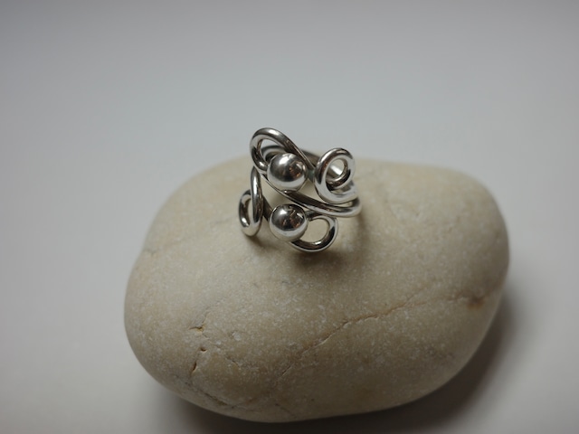 <vintage silver925>spiral beads ring