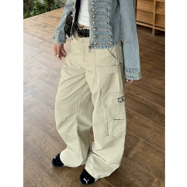 ワイドフォルムレタリングカーゴパンツ 2col R02707