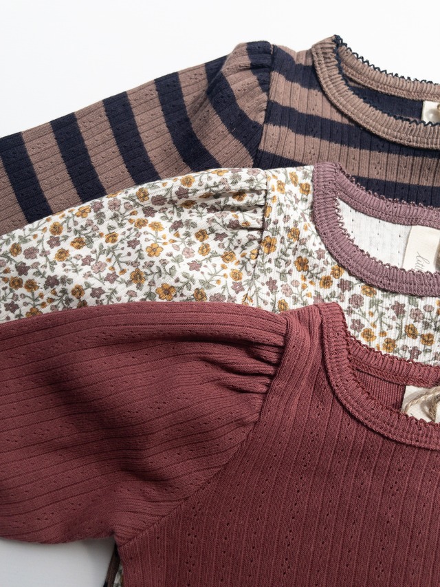 《即納》Little Cotton Clothes / Organic Pointelle T-shirt Redcurrent
