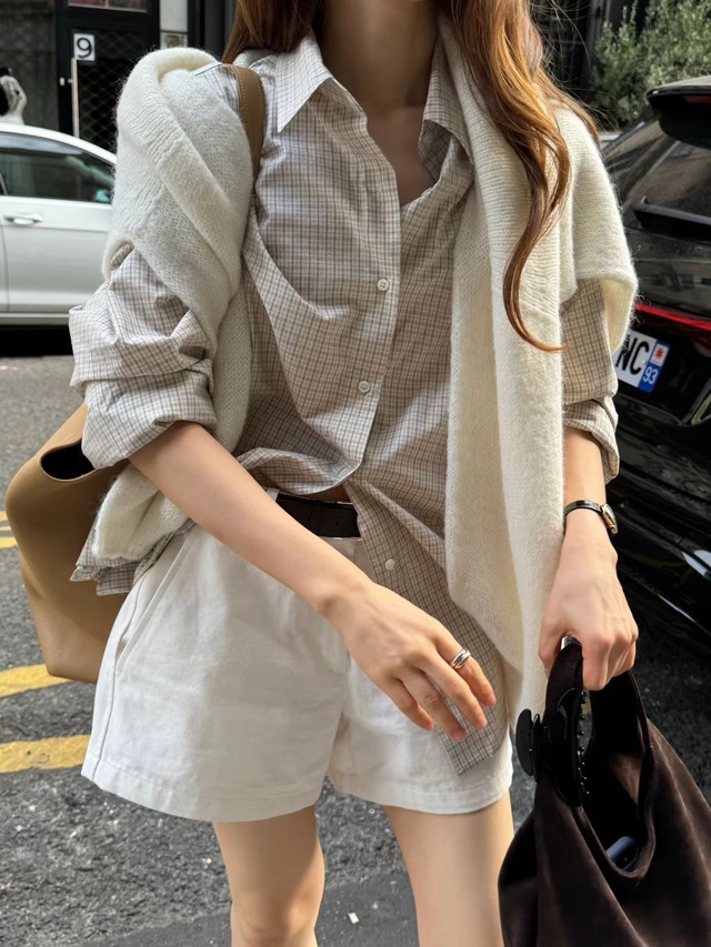 (即納) ounce with mone / Rodin Check shirt