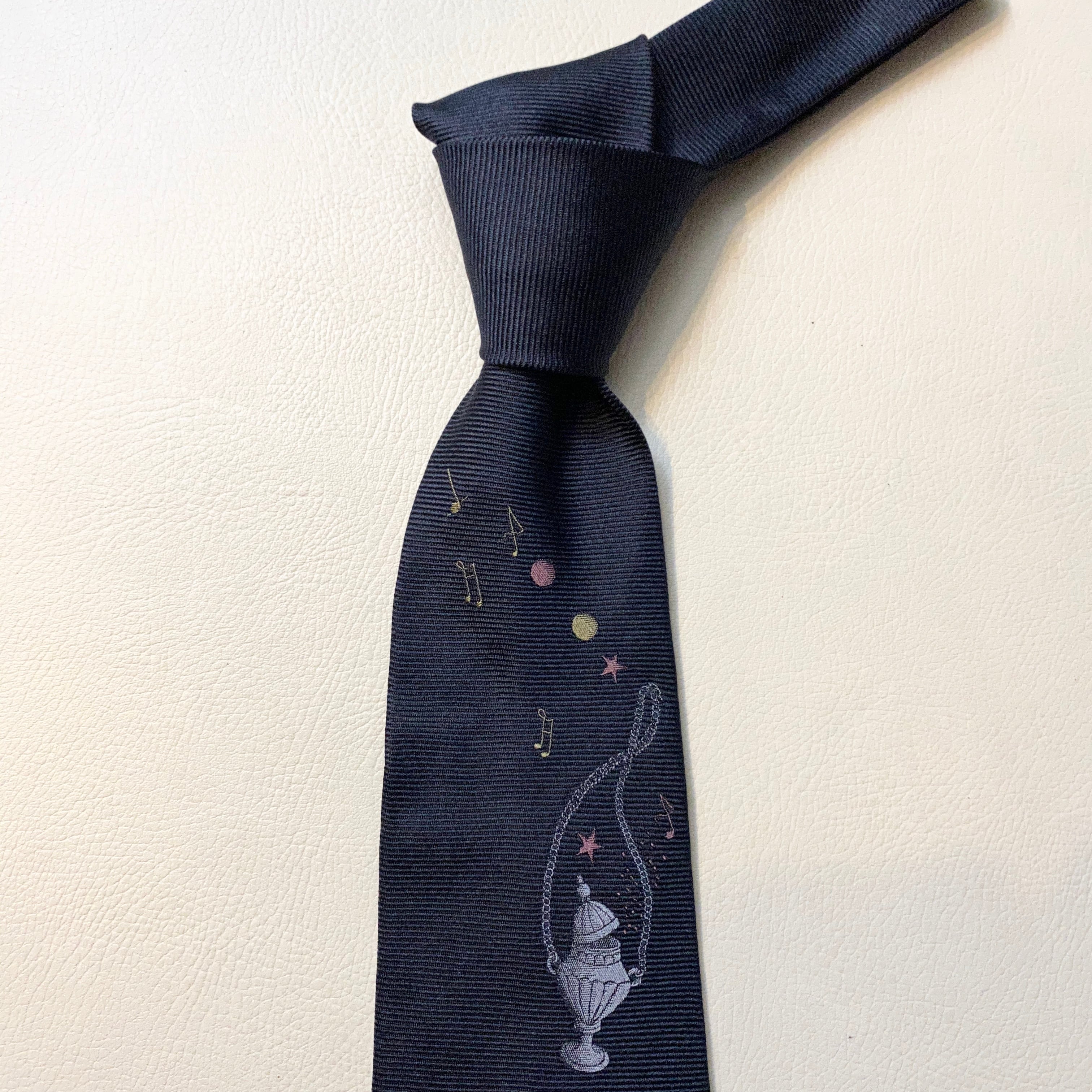 DOMINIQUE FRANCE music notes woven silk tie | NOIR ONLINE