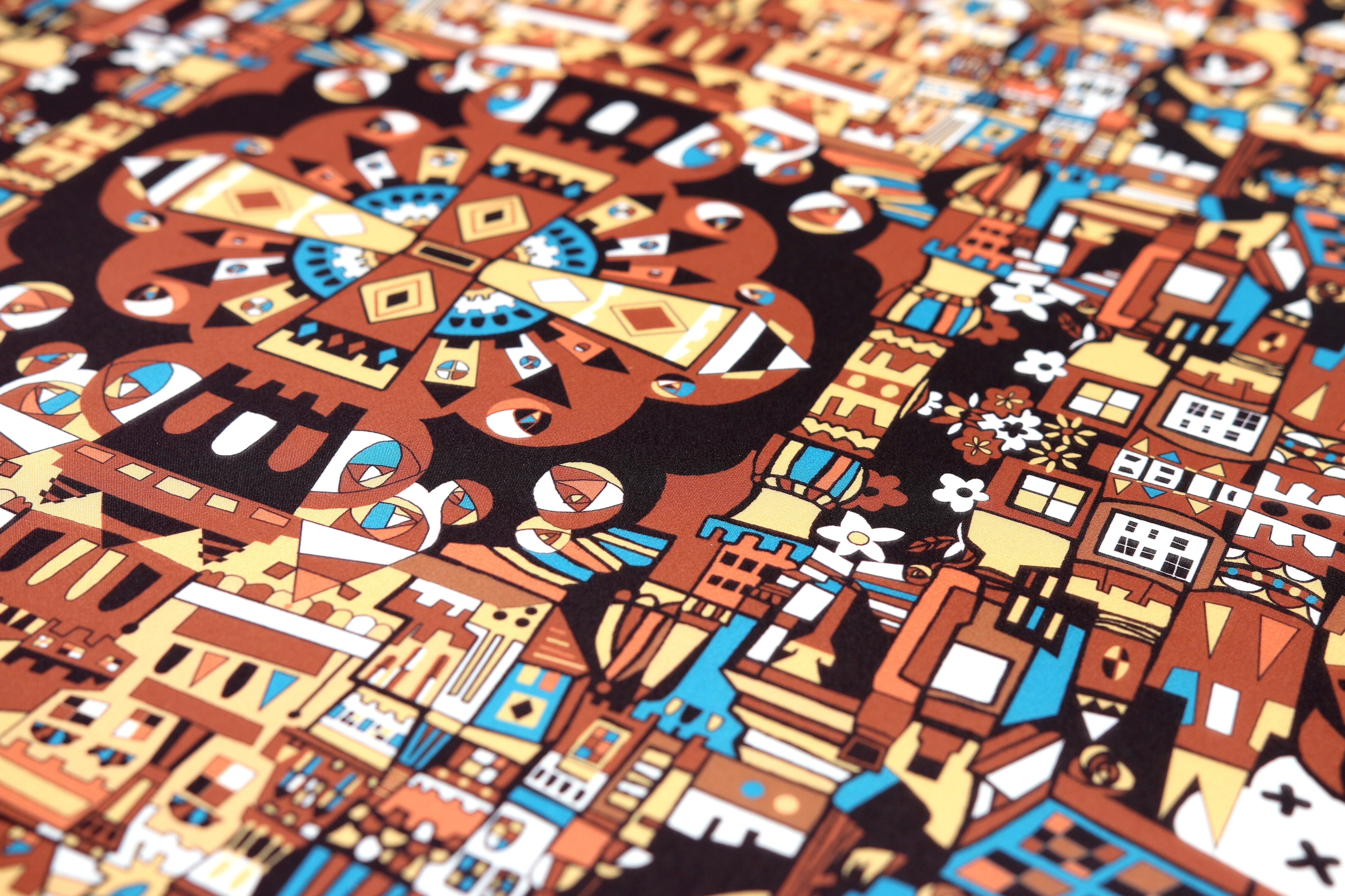 アートフレーム】 城と街 -Addict- | テキスタイル アートプロジェクト