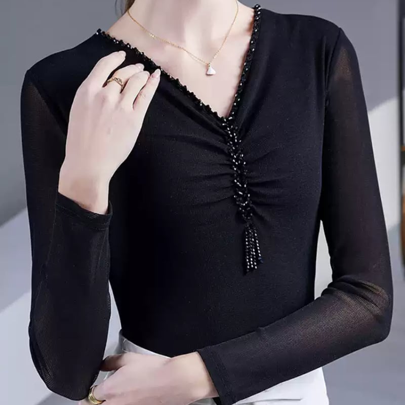 Vネック ロングスリーブ プルオーバー ダンストップス ds1240