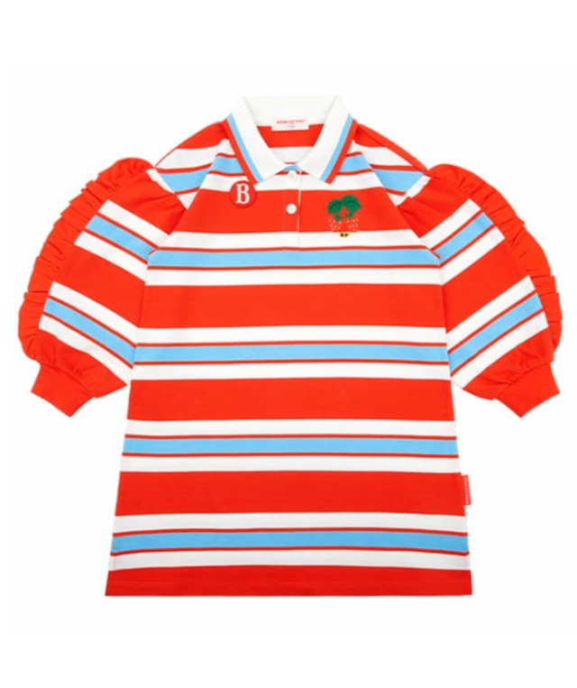 [BEBE DE PINO] Strawberry stripe yoko collar frill dress 正規品 韓国ブランド 韓国ファッション 韓国代行 韓国通販 ベベドピノ bebedepino 日本 店舗 韓国 子供服