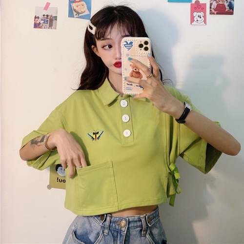 ✞ ショートTシャツ Butterflyデザイン カジュアルトップス 刺繍 ✞ゴスロリ SM ミリ 甘ロリ クラロリ 和ロリ エレガント 黒ロリ 姫ロリ 華ロリ BB-BB4041288