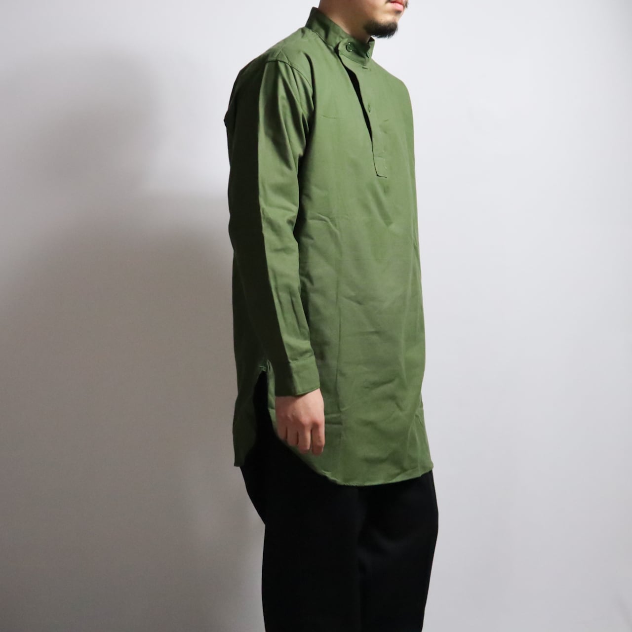 DEADSTOCK】SWEDISH ARMY M-55 STAND COLLAR SHIRT スウェーデン軍 M55