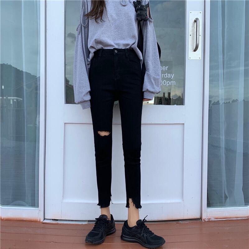 ウェストスリムパンツ スプリングサマースキニージーンズ 春物 夏物 YY-ファッション98156295654