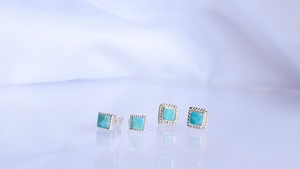 turquoise square pierce 《silver925》