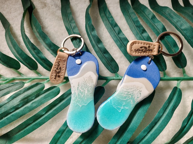 429.オーシャンレジンアート ビーチサンダルキーホルダー