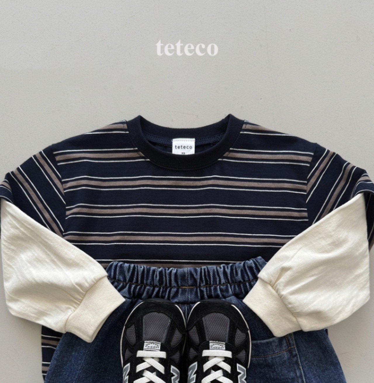 【取寄】teteco ストライプレイヤードTシャツ｜秋服｜韓国子供服｜ 26/AT