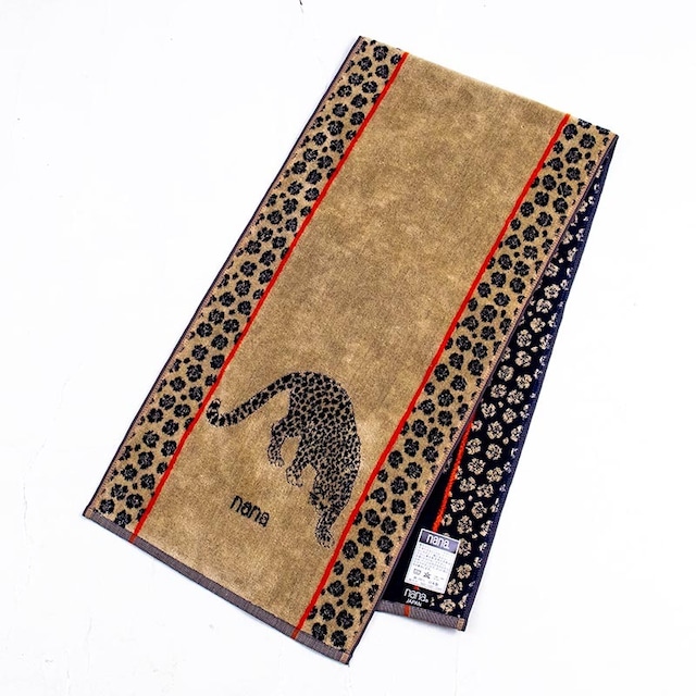 タオル　横浜ナナ　湘南ナナ　NANA　スポーツタオル　ジャガー柄　ベージュクロオレンジ　nn-spt244